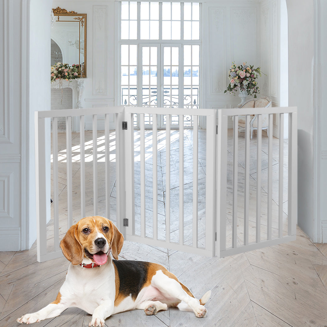 Wooden Pet Gate Dog Fence Retractable White 2000x 3MM-1942353080100196358