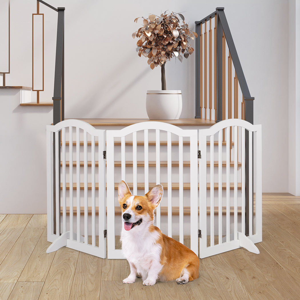 PaWz Wooden Pet Gate Dog Fence Safety White-1942352743599575046