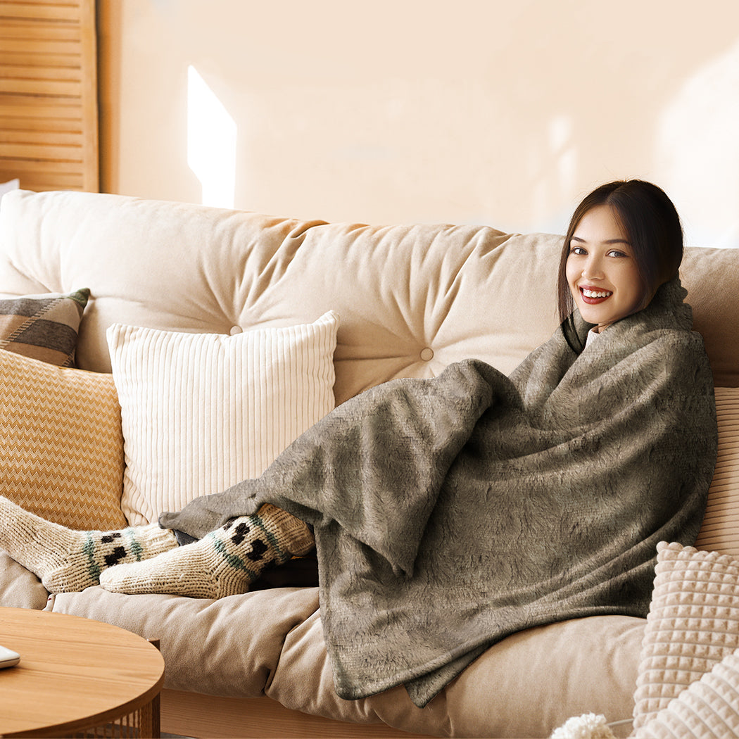 DreamZ Electric Throw Blanket Heated Timer Bedding Washable Warm Winter Plush BR-1942353796915138566