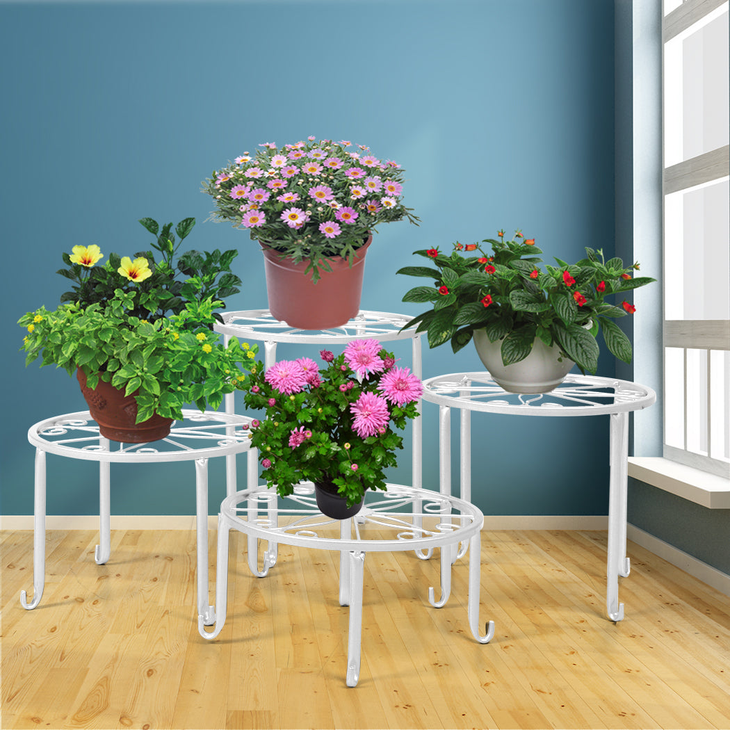 4 x Levede Metal Plant Stand Outdoor White-1942353738740142086