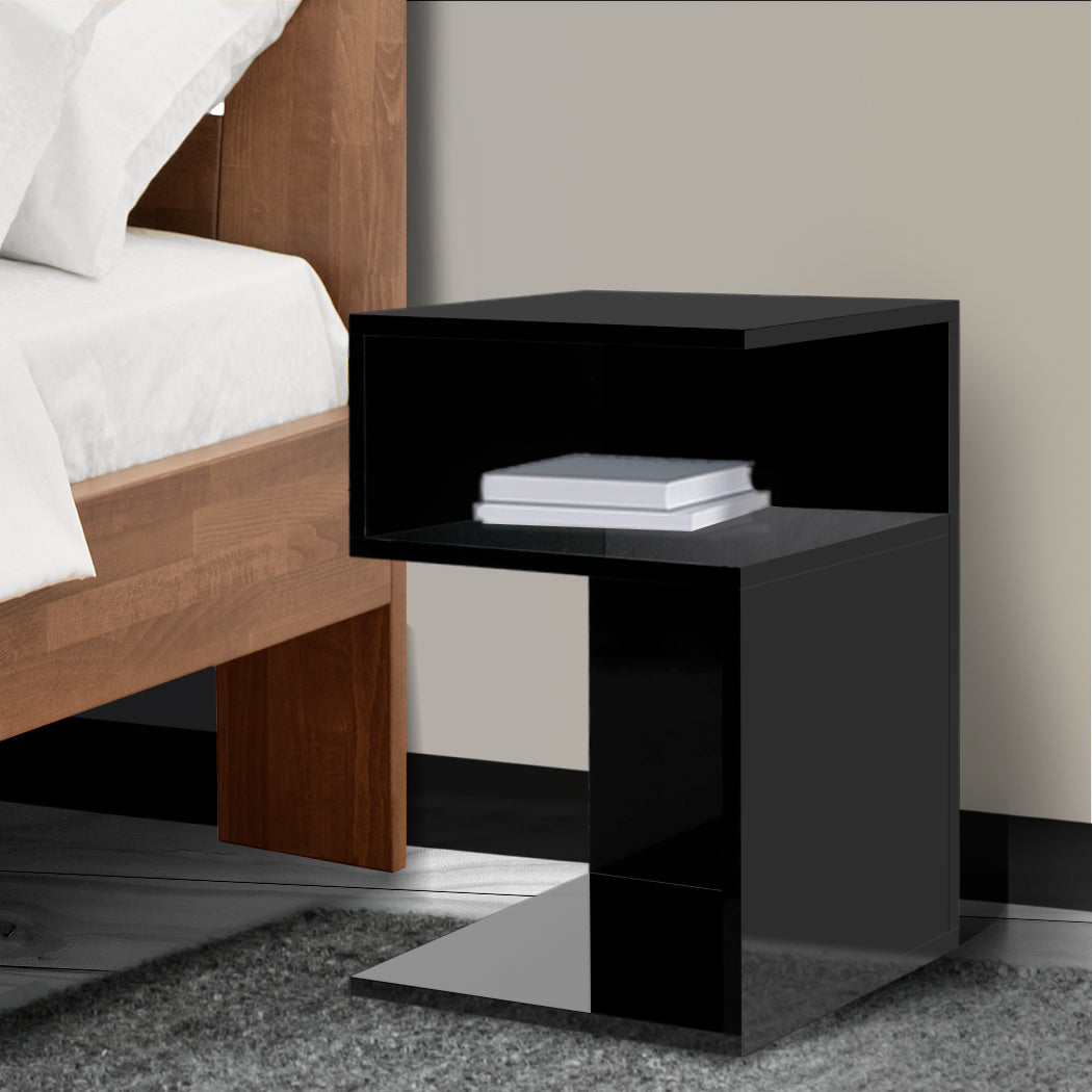 Levede 1xBedside Tables Drawers Side Black-1910112901423828998