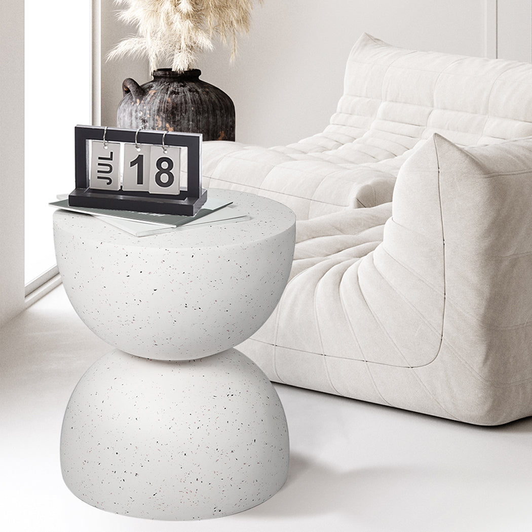Levede Side Table Terrazzo Coffee Tables Beige-1910113292588814342