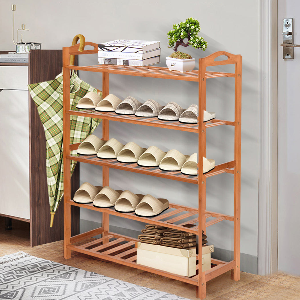 Levede 2x Bamboo Shoe Rack Shoes Organizer-1942353135053967366