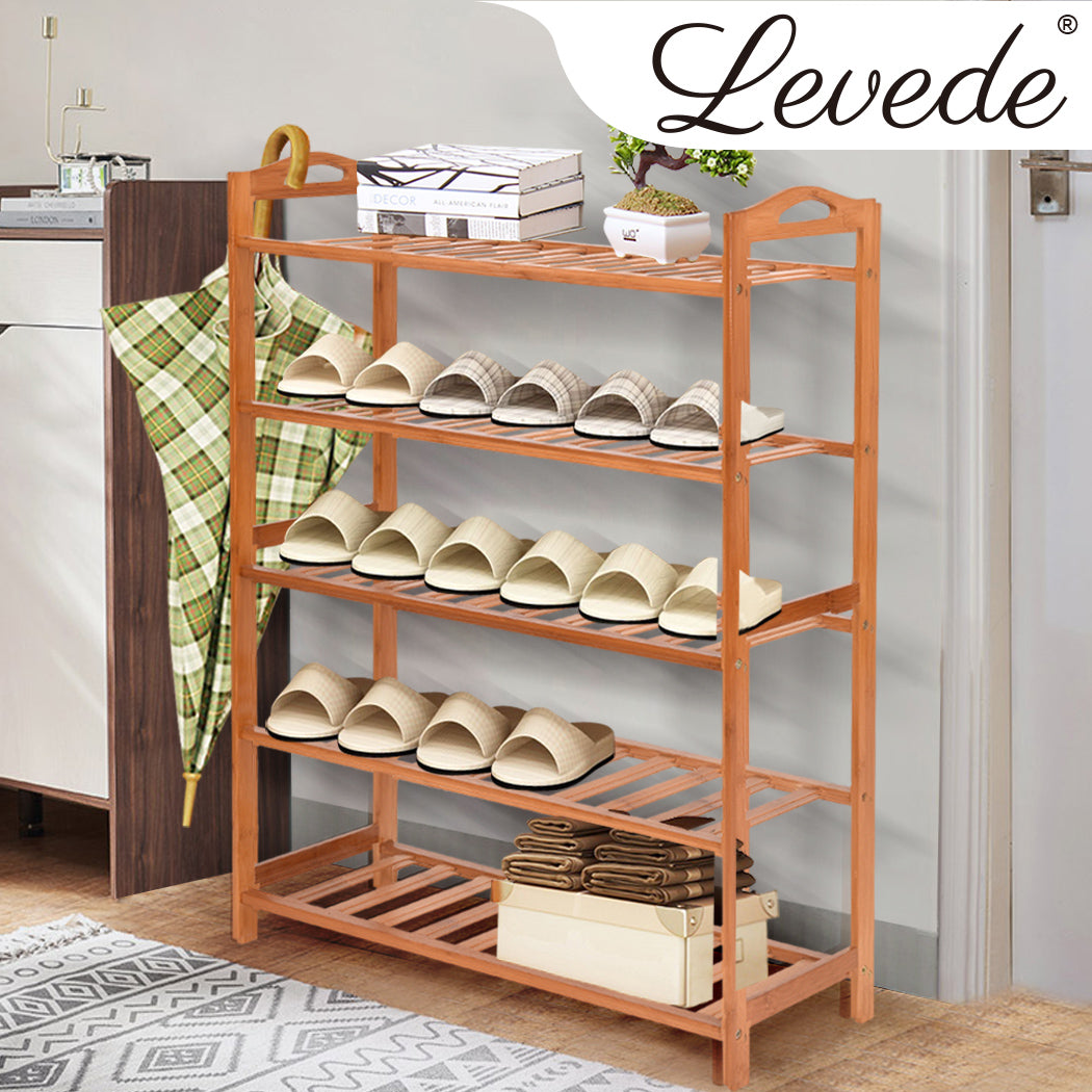 Levede 2x Bamboo Shoe Rack Shoes Organizer-1942353135053967367