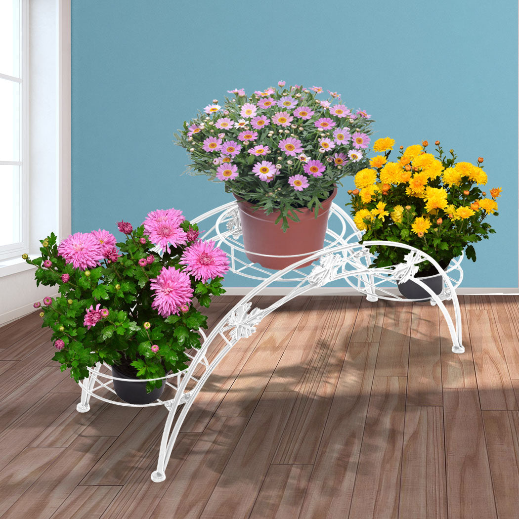 Levede Plant Stand Outdoor Indoor Metal White-1942353737326661639