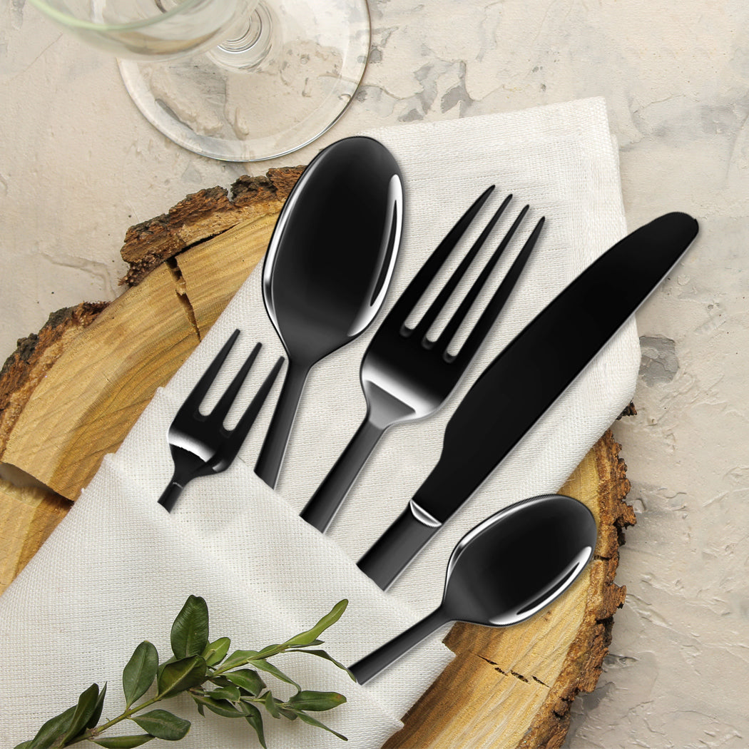 Stainless Steel Cutlery Set Travel Knife Black-1942352917583499271
