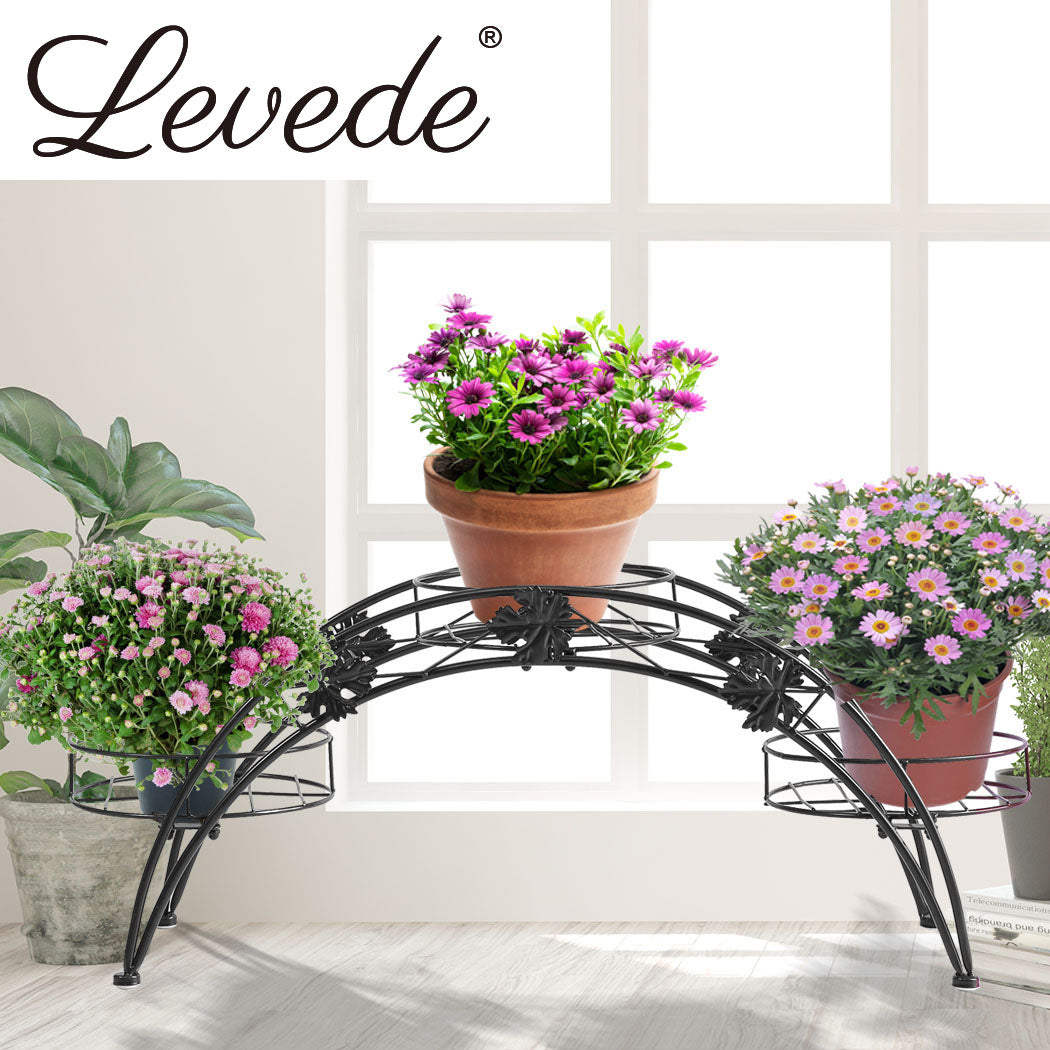 2X Plant Stand Outdoor Indoor Metal Black-1942352902232346631