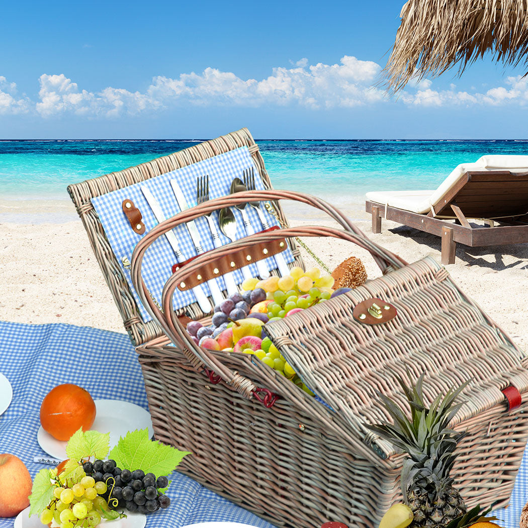 4 Person Picnic Basket Baskets Set Outdoor-1942353283398111239