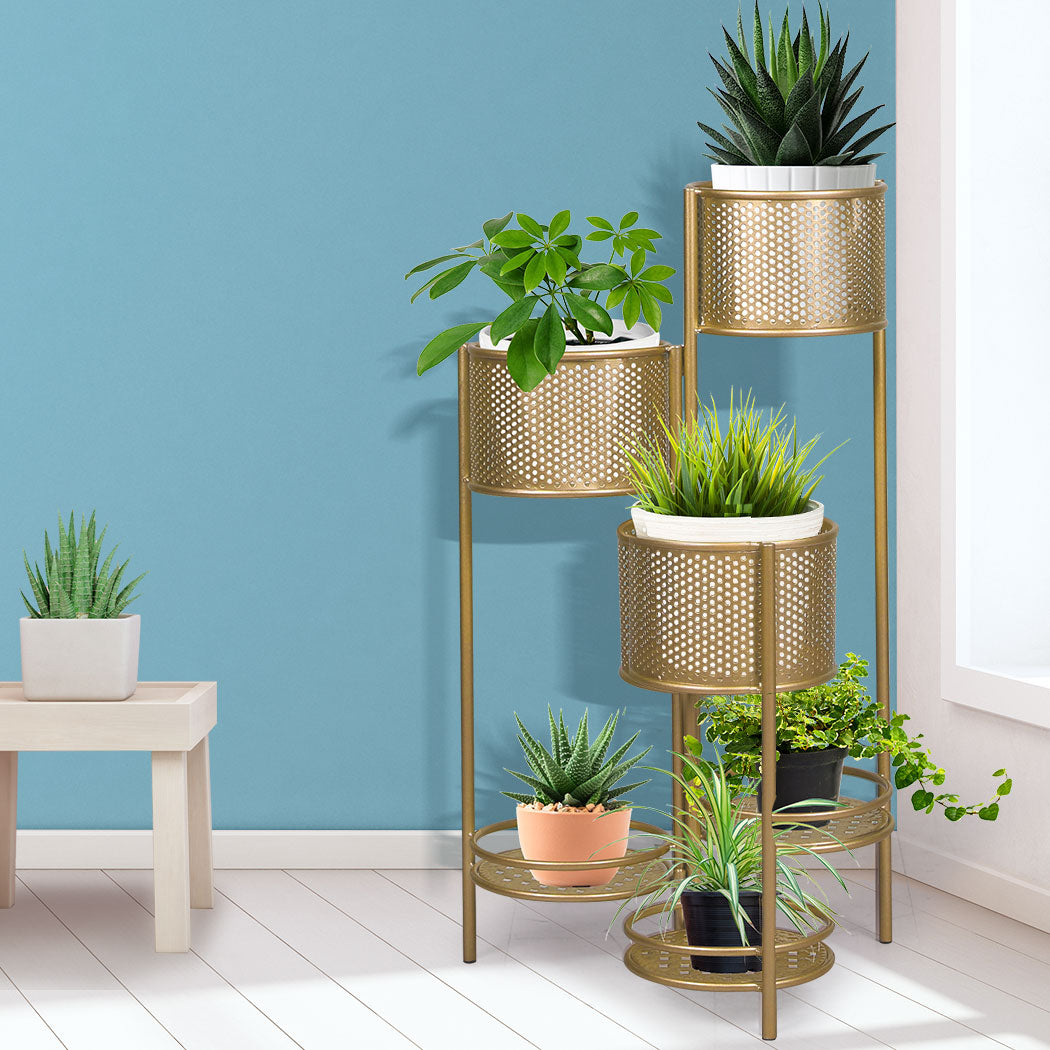 Levede 6 Tier Plant Stand Swivel Outdoor Gold-1942353742091390983