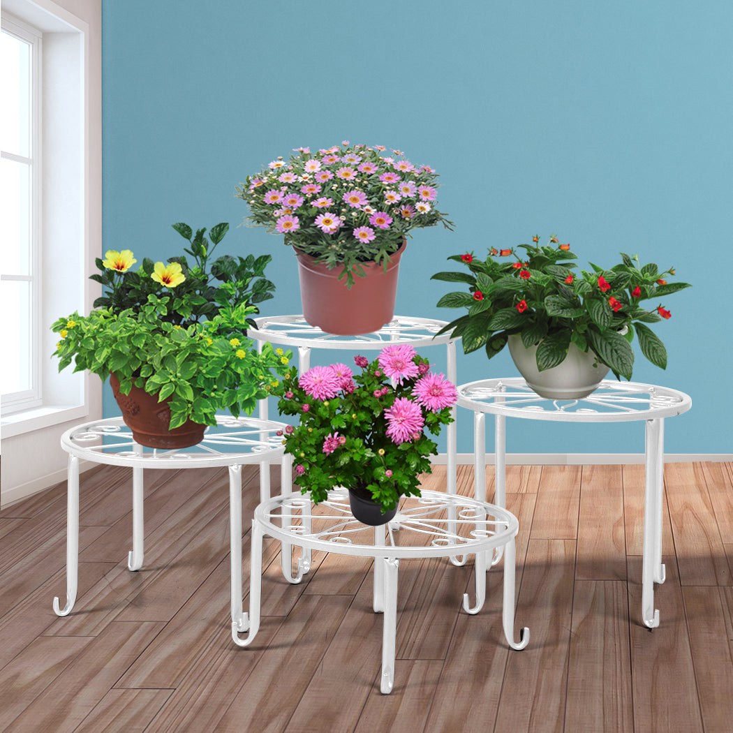 4 x Levede Metal Plant Stand Outdoor White-1942353738740142087