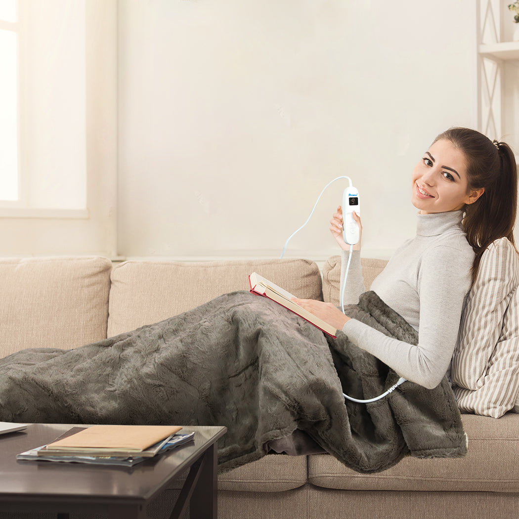 DreamZ Electric Throw Blanket Heated Timer Bedding Washable Warm Winter Plush BR-1942353796915138567