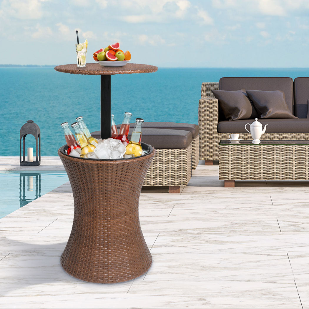 Levede Cooler Ice Bucket Table Bar Outdoor Brown-1942353018582339591