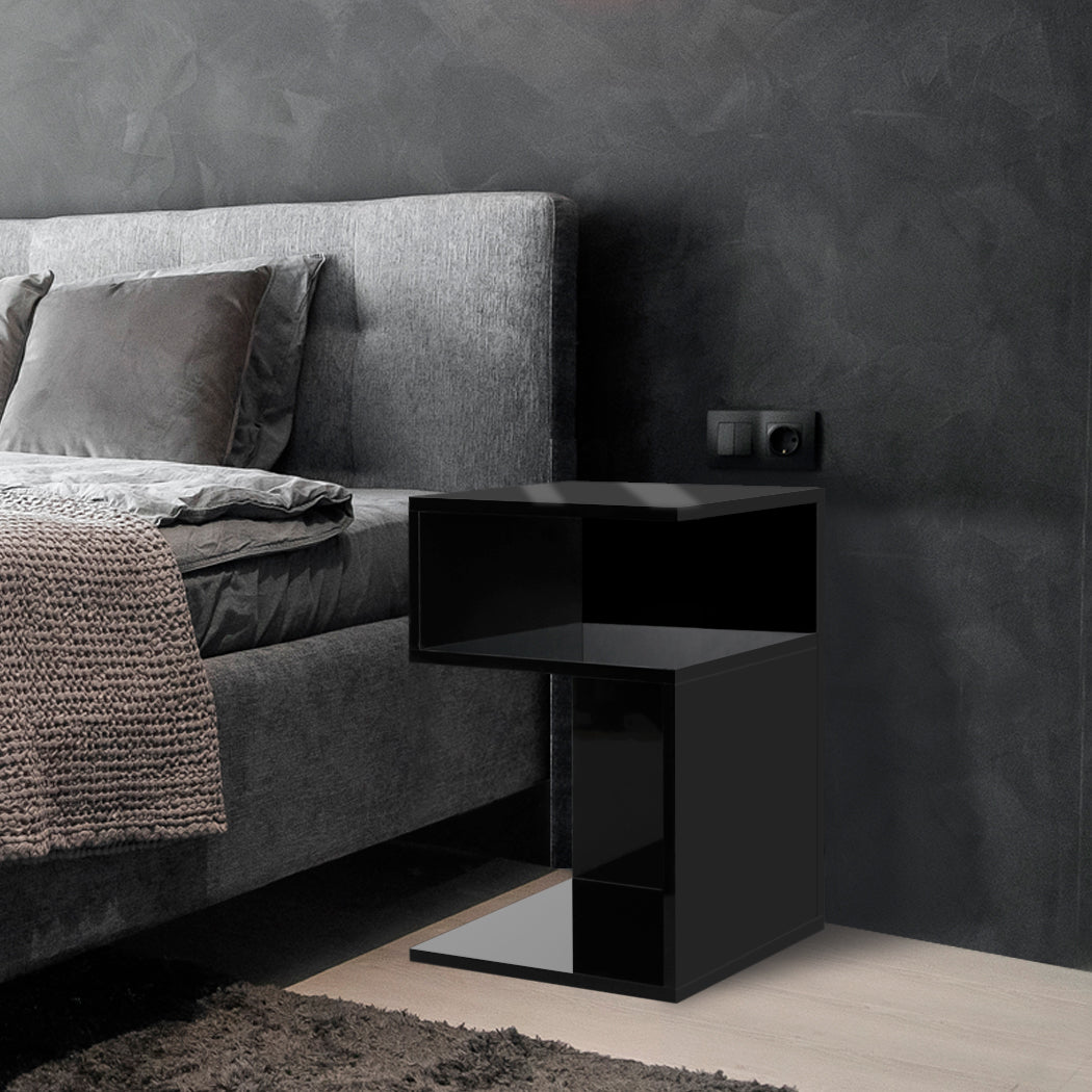 Levede 1xBedside Tables Drawers Side Black-1910112901423828999