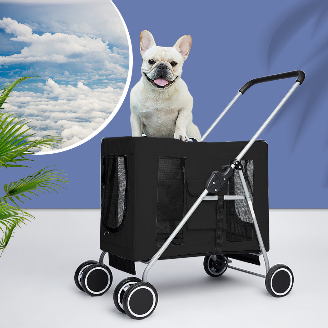 PaWz Pet Stroller Dog Cat Cage Carrier Black-1942353065311080454