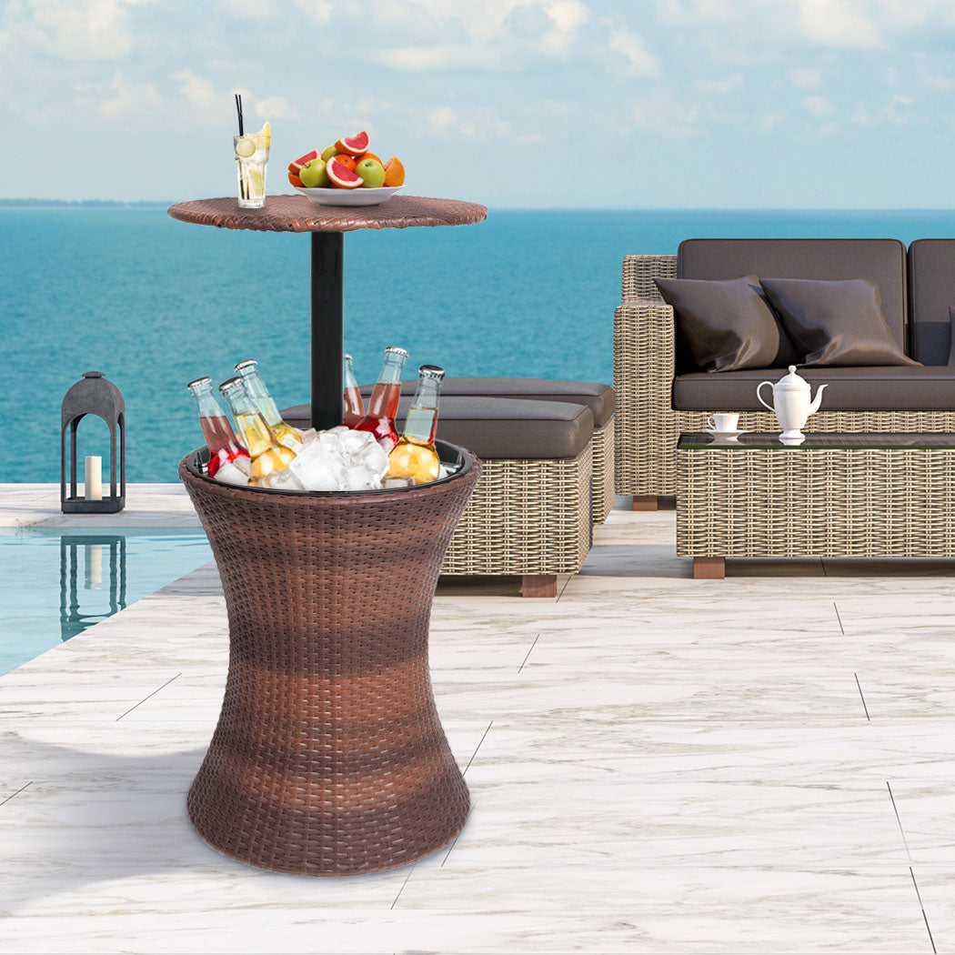 Levede Cooler Ice Bucket Table Bar Outdoor Black and brown-1942353018750111751
