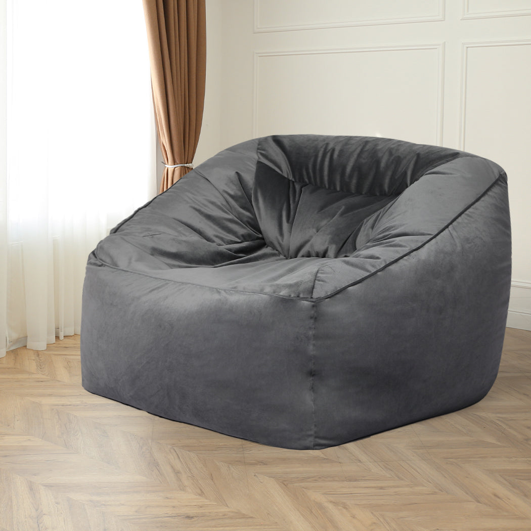Marlow Bean Bag Chair Cover Soft Velvet Dark grey-1910113190088413191