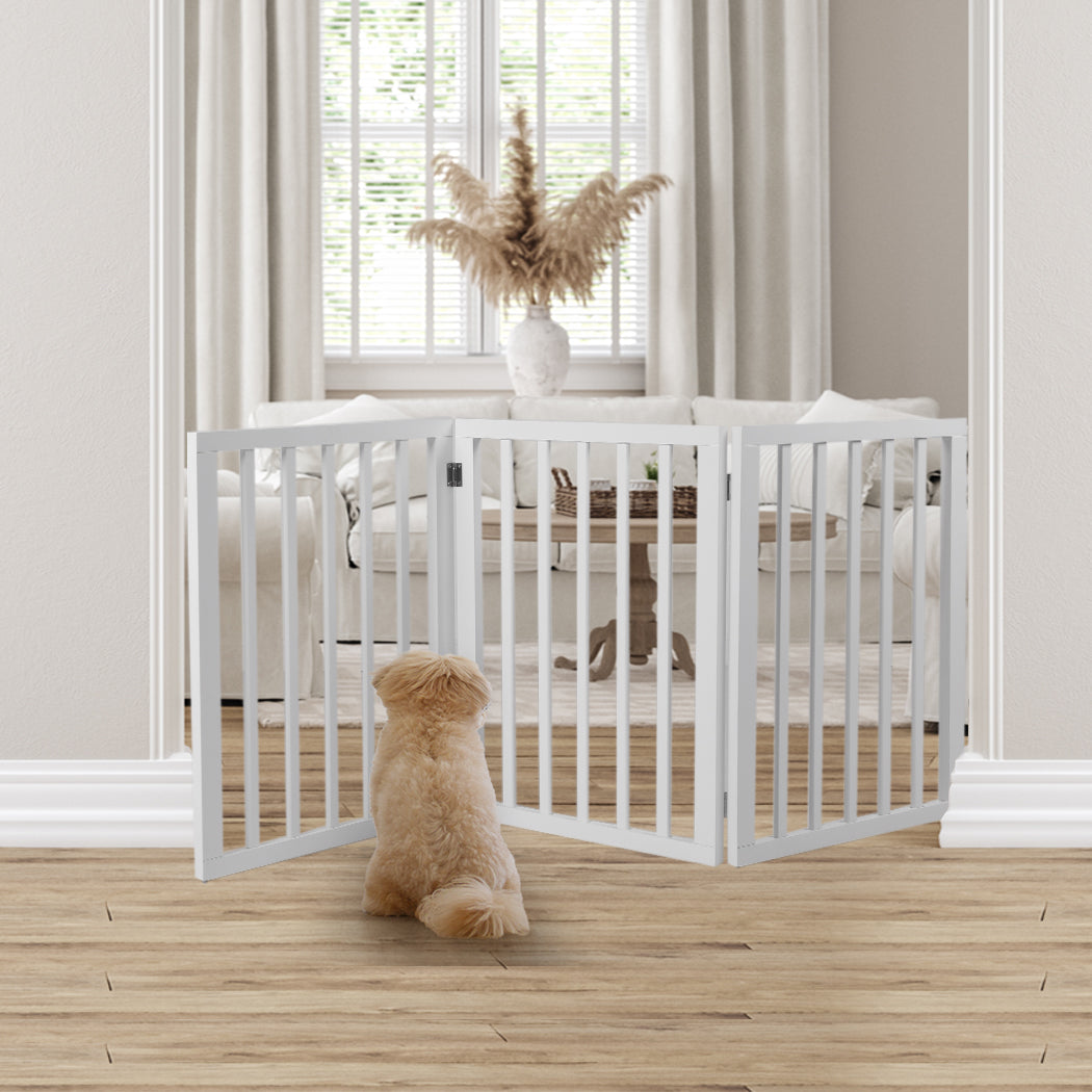Wooden Pet Gate Dog Fence Retractable White 2000x 3MM-1942353080100196359