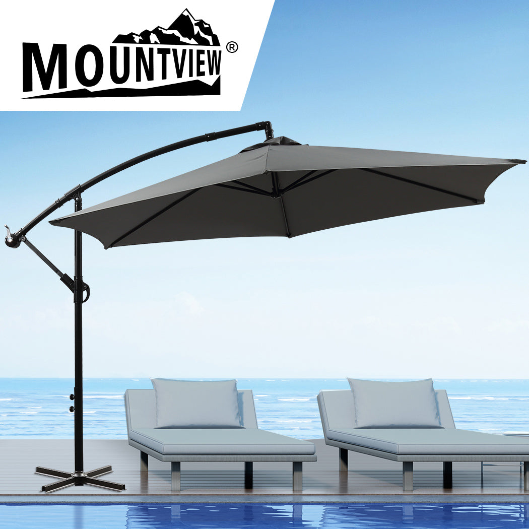 Mountview 3M Outdoor Umbrella Cantilever Grey Without Base-1942353014971043847