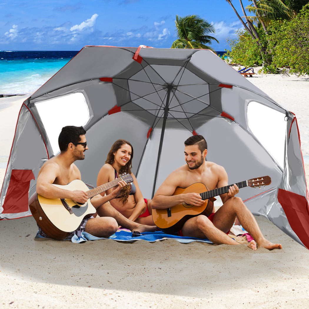 Mountview Beach Umbrella Outdoor Umbrellas Red 2.33M-1942352879868317703