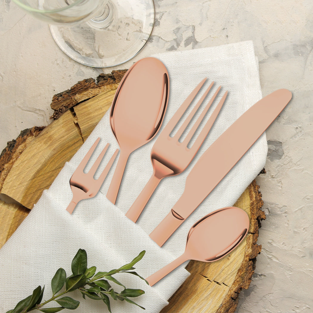 Stainless Steel Cutlery Set Glossy Knife Rose Gold-1942352917923237895
