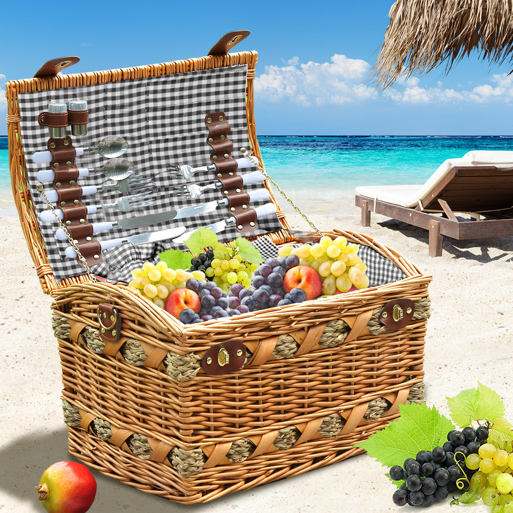 4 Person Picnic Basket Baskets Set Outdoor-1942353284165668870