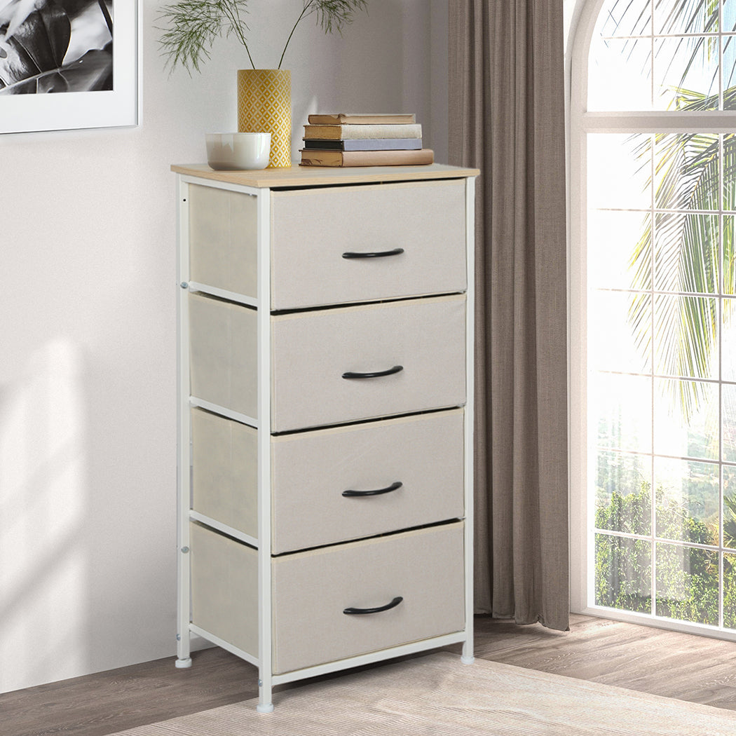 Levede Storage Cabinet Tower Chest Beige-1917016725791051782