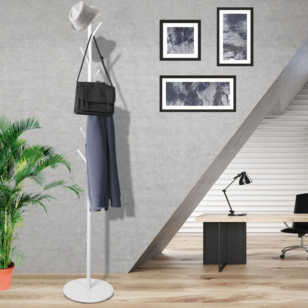 Levede Coat Rack Hat Clothes Stand Hanger White-1942353103940620294