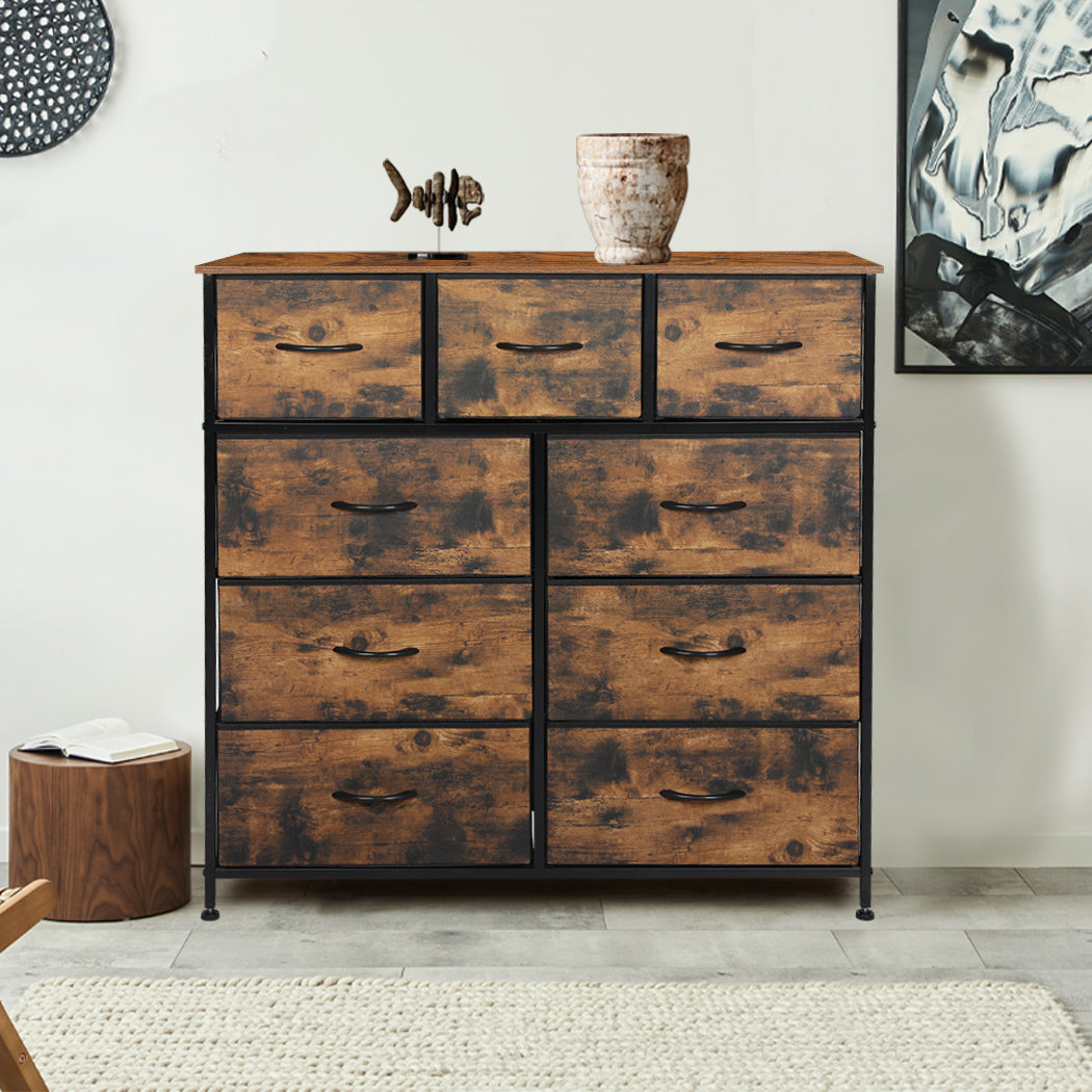 Levede Storage Cabinet Tower Chest Brown Fold-1917016729171660806