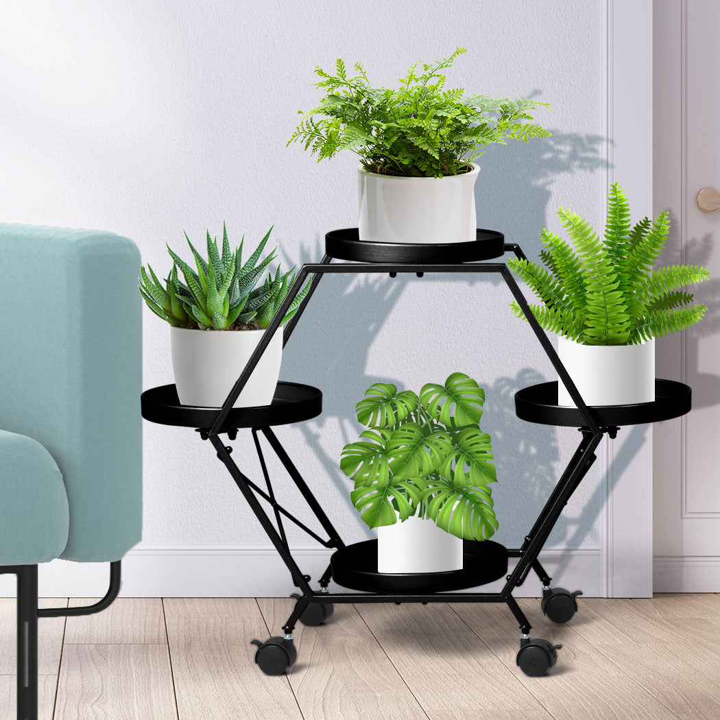 Levede Plant Stand Garden Outdoor Indoor Black-1942353751528574983