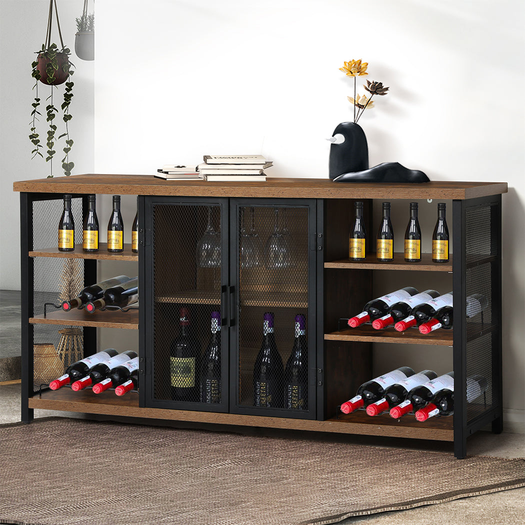 Levede Bar Cabinet Buffet Sideboard Walnut-1917016727506522119