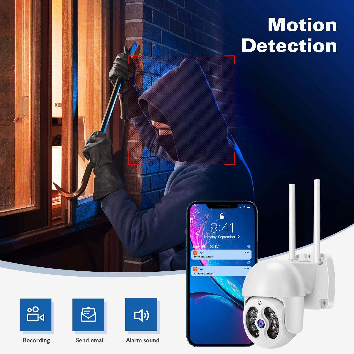 Wireless Ip Camera With 3.0Mp Waterproof Motion Detection 2-Way Audio Night Vision & Tf Card-1915196615405211653