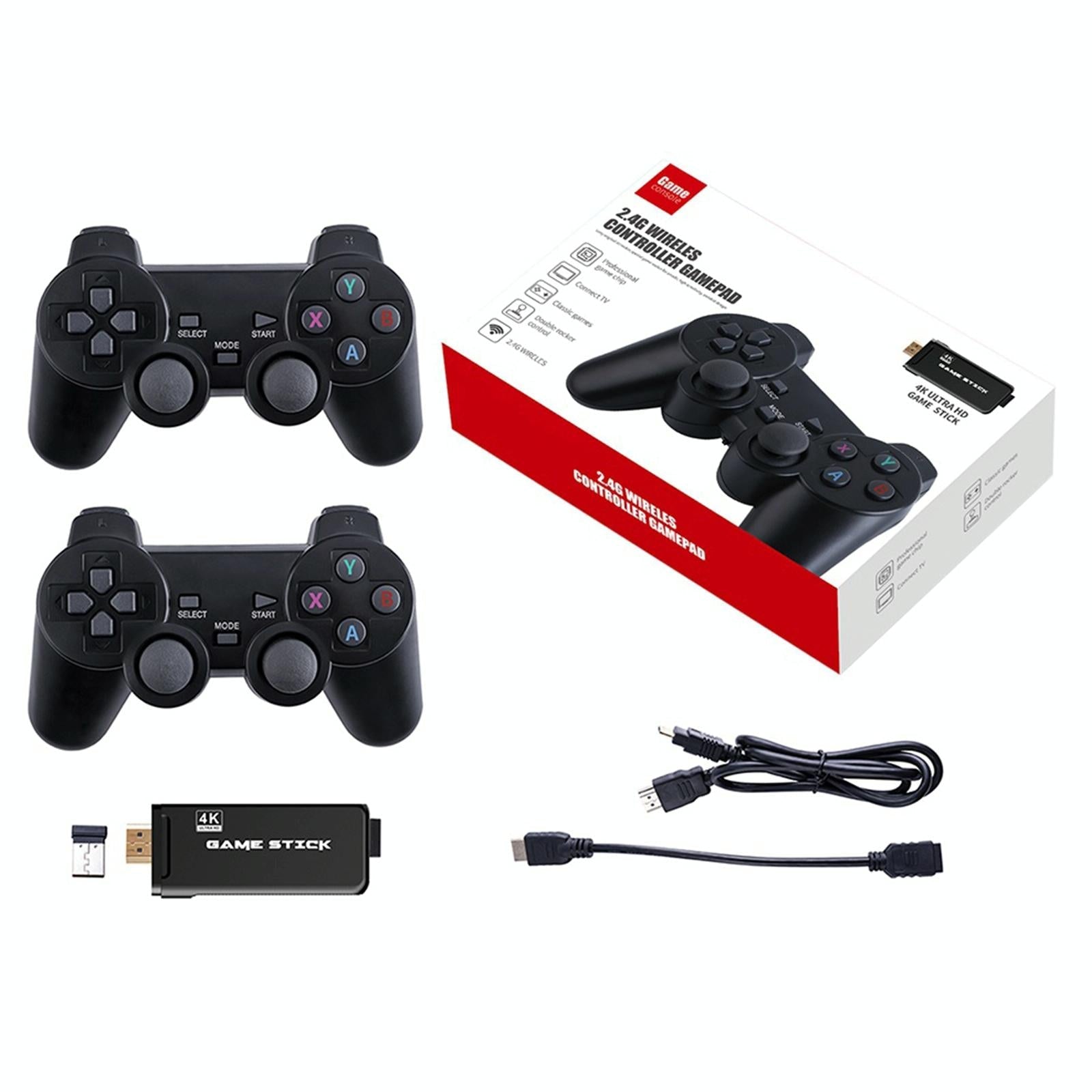 64Gb 4K Retro Game Stick + 2 Wireless Gamepads & 10 000+ Pre-Installed Games-1915198063752908801