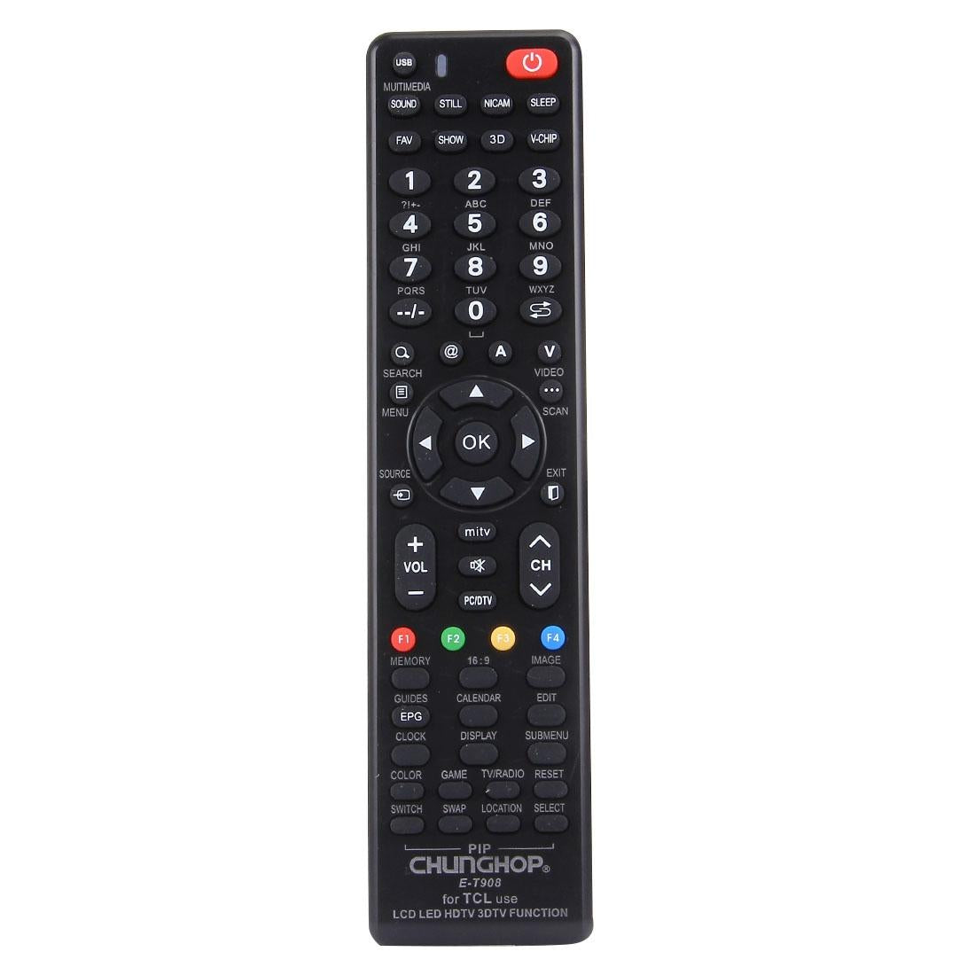 Universal Remote For Tcl Led / Lcd / Hdtv / 3Dtv - Chunghop T908-1915197966017237001
