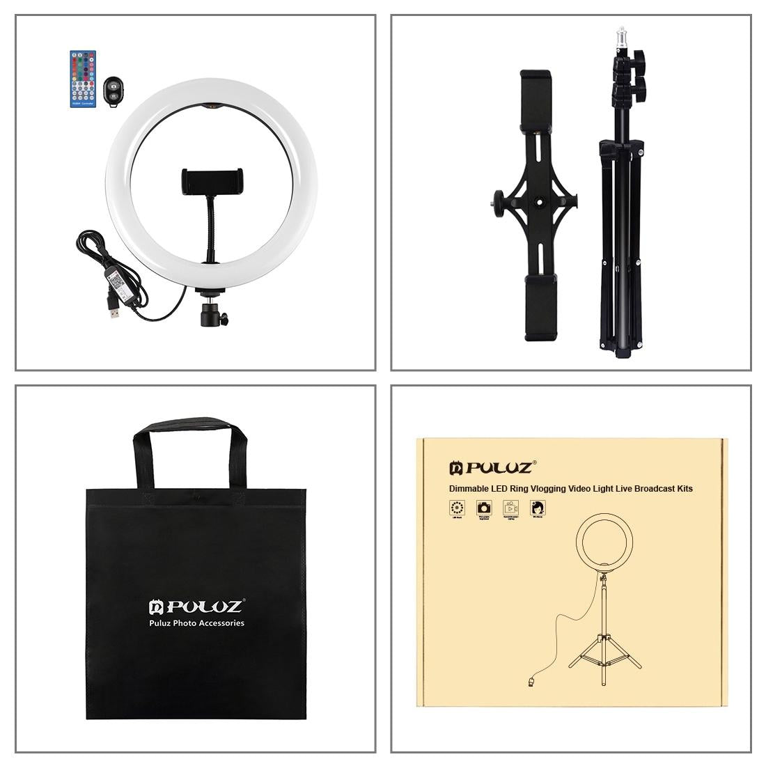 10.2 Curved Rgbw Led Ring Light Kit With Tripod Dual Phone Brackets Remote And Clamp-1915196719826604036