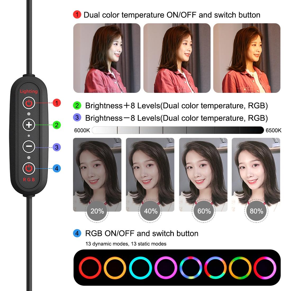 10.2 Marquee Led Beauty Light With Tripod And Remote - Dual-Colour Ring Light For Vlogging And Photography-1915196724595527688