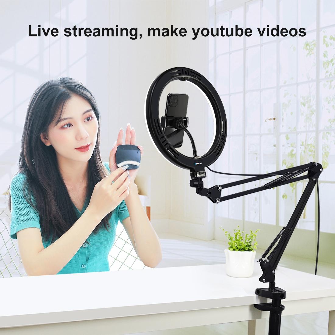 10.2 Ring Light With Usb 3 Modes Dual Colour Phone Clamp-1915196684514758659