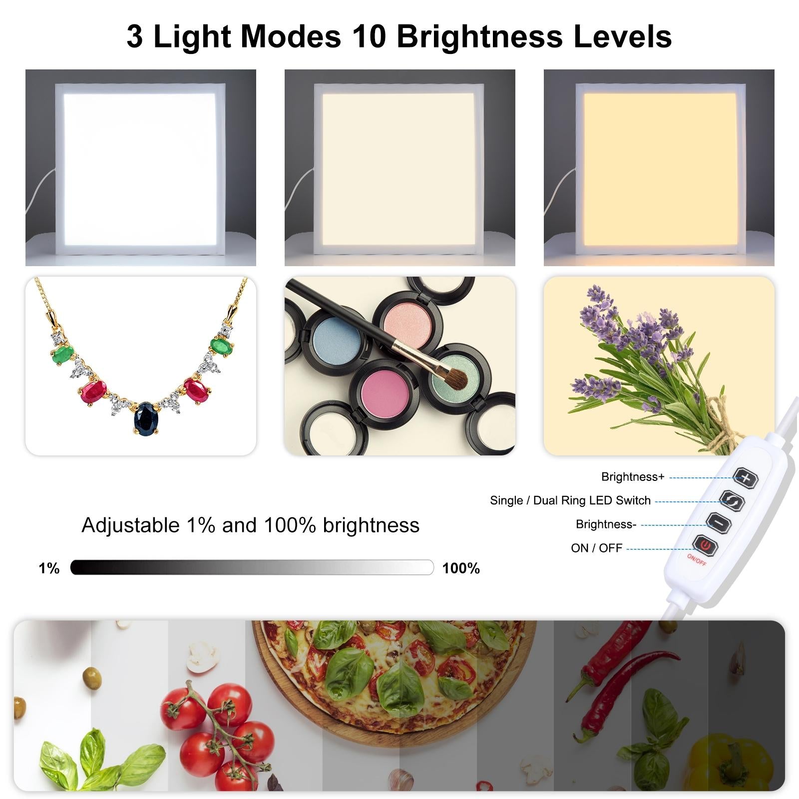 1000Lm Led Photography Light Panel With Switch - 38Cm Metal No Polar Dimming - 33.3Cm X 33.3Cm Effective Area-1915197063952470023