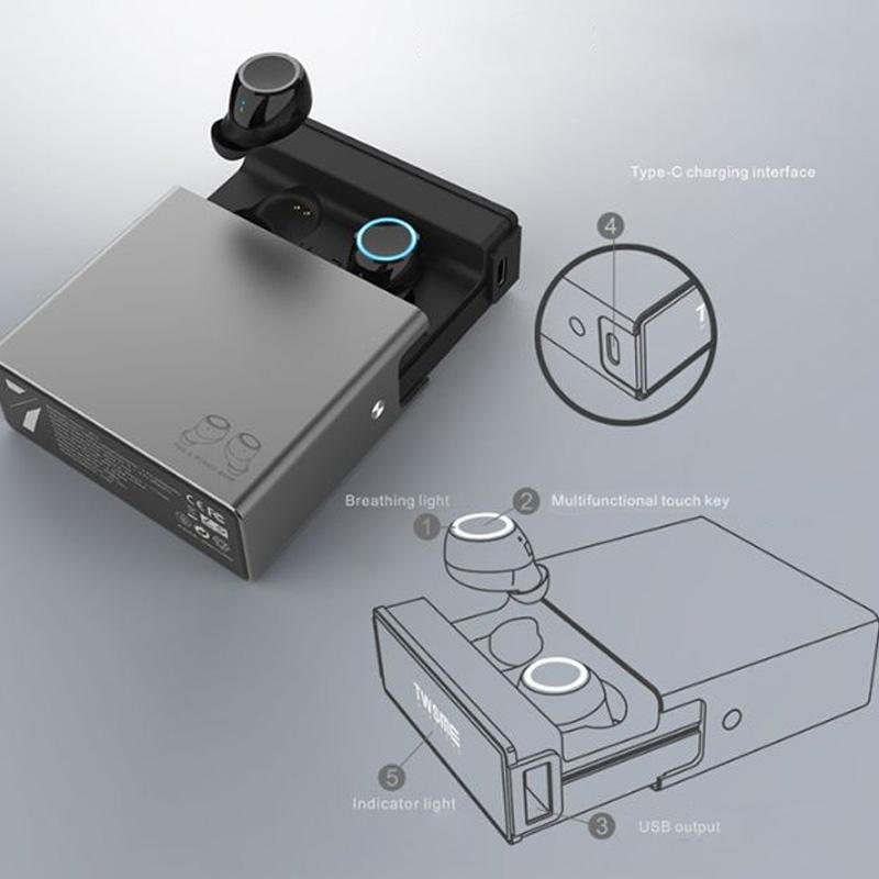 Wireless Tws Earphones With Charging Box - V7 Bluetooth 5.0 - Silver-1915196601257824261