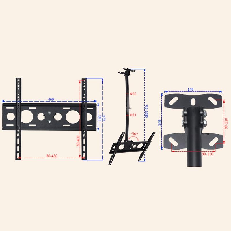 Adjustable Single Screen Tv Wall / Ceiling Mount - 32-70 Inch 0.5-3M Range-1915197554216275973