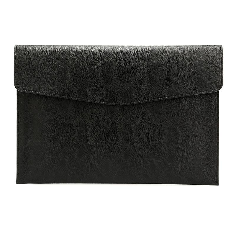 14 Litchi Pattern Pu Leather Laptop Sleeve - Black-1915197961139261440