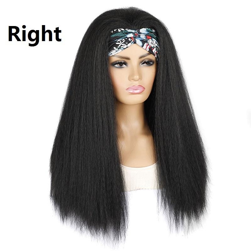 Long Hair Turban Headband With Corn Beard Wig - Black-1915197635363475458