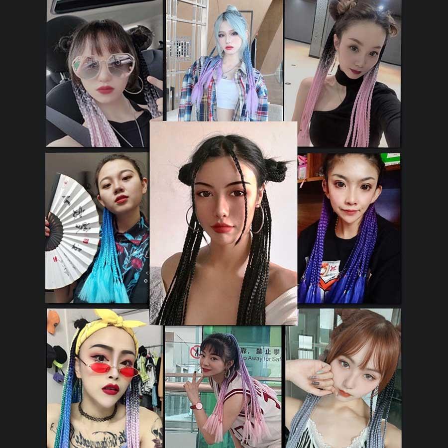 Colourful Braid Hair Band Wigs Corn Silk Dreadlocks Ponytail-1915197272287744004