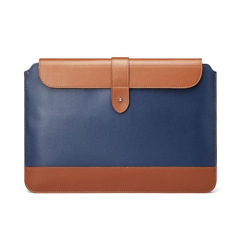 11-12 Inch Microfiber Notebook Liner Bag - Blue & Brown-1915197819514392583