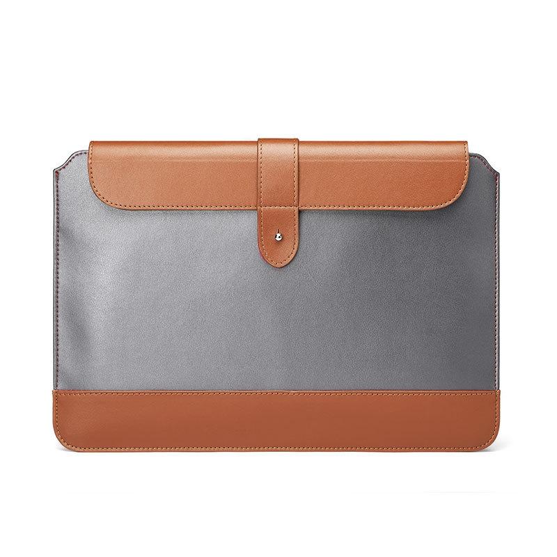 14-15.4 Inch Microfiber Notebook Liner Bag - Horizontal Gray & Brown-1915197032973340679