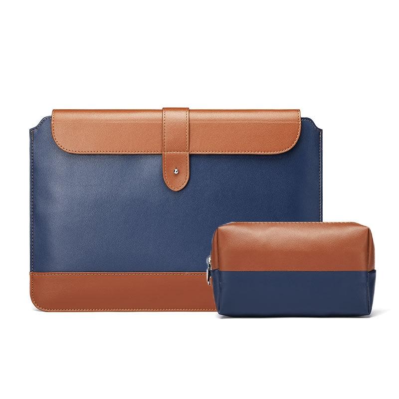 14-15.4 Inch Microfiber Notebook Liner & Power Bag - Horizontal Blue & Brown-1915197286963613703