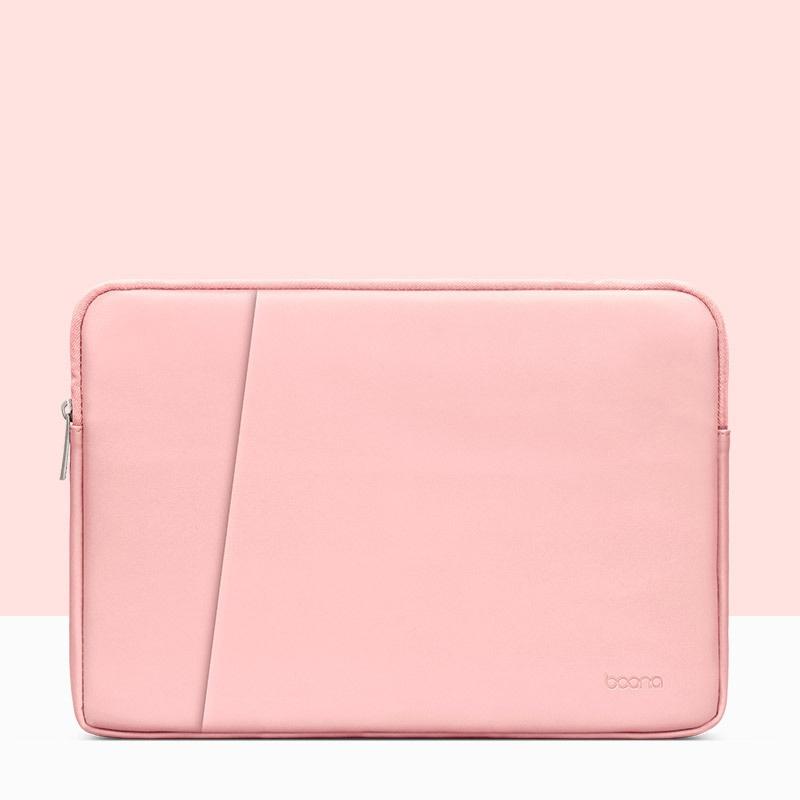 Double-Layer Leather Laptop Bag - Pink - 16 / 17 Inch-1915197505222610951