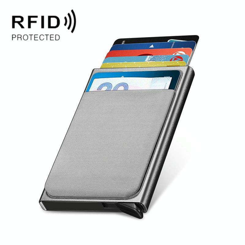 Automatic Pop Up Card Holder Wallet - Gray Metal-1915197447563513862