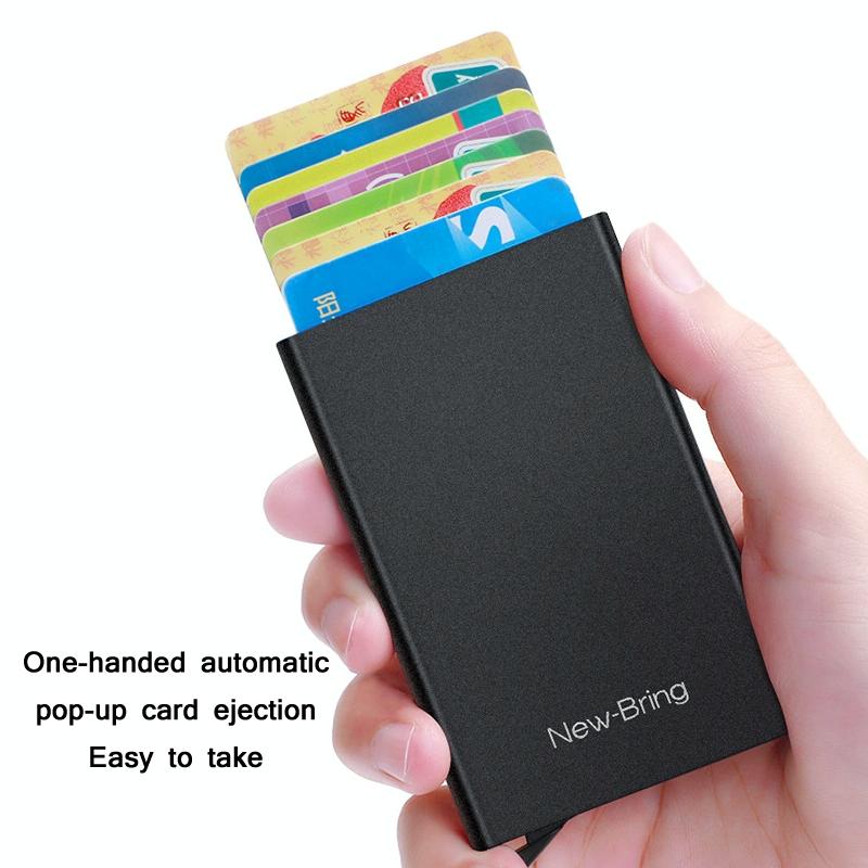 Automatic Pop Up Card Holder Wallet - Gray Metal-1915197447563513860