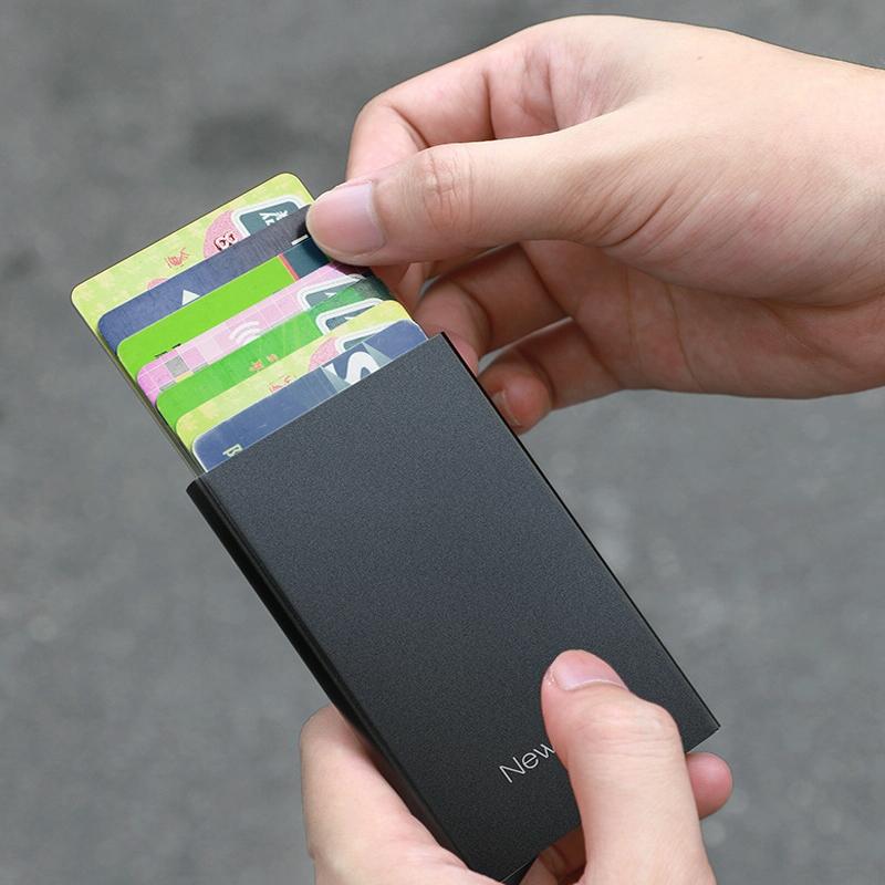 Automatic Pop Up Card Holder Wallet - Gray Metal-1915197447563513861