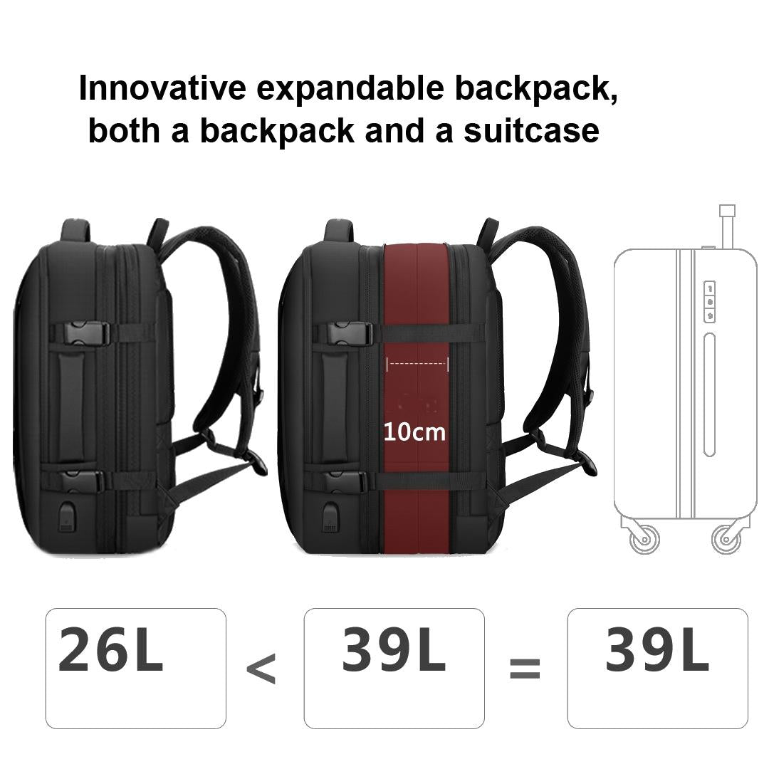 Large Capacity Oxford Cloth Backpack - 17.3 Inch Expansion Style For Men-1915198096447508481